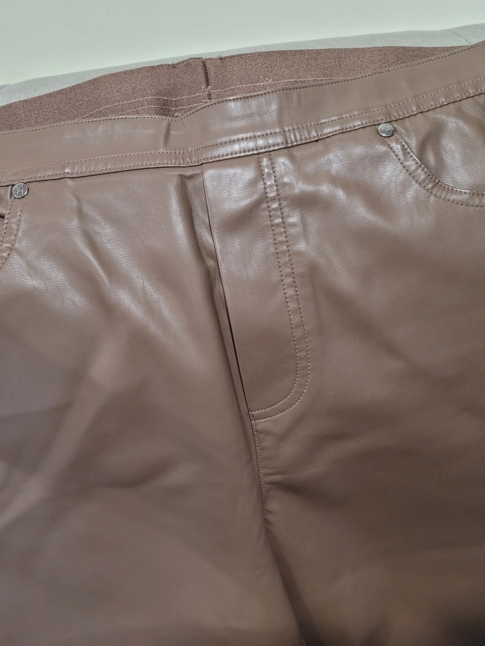 Diane Gilman Faux Leather Pants, Brown